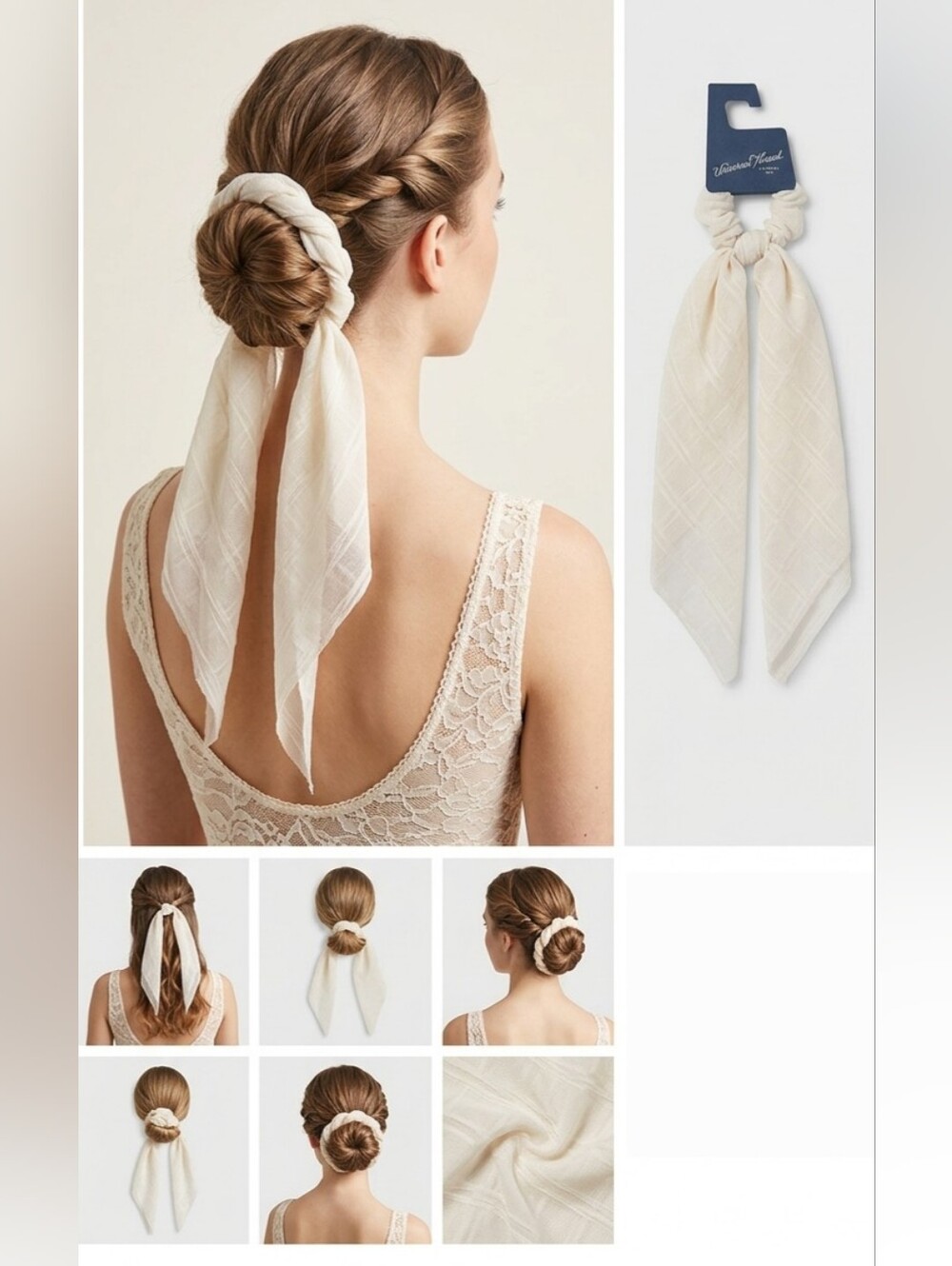 🍎New Universal Threads Textured Bow Style Twister Off White w/ Tulle Tails